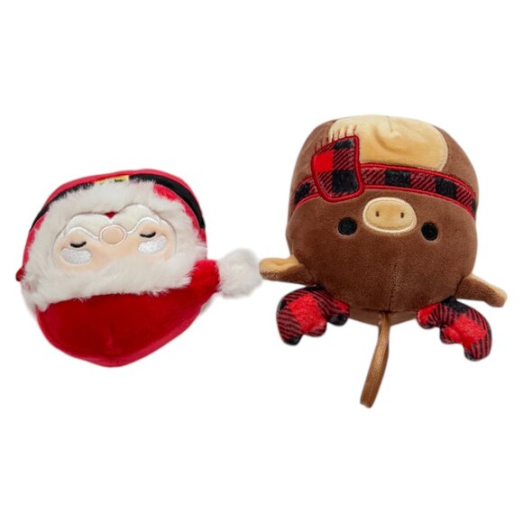 Squishmellows Plush Lot 2 Santa and Reindeer Christmas 4 inch - Picture 2 of 5